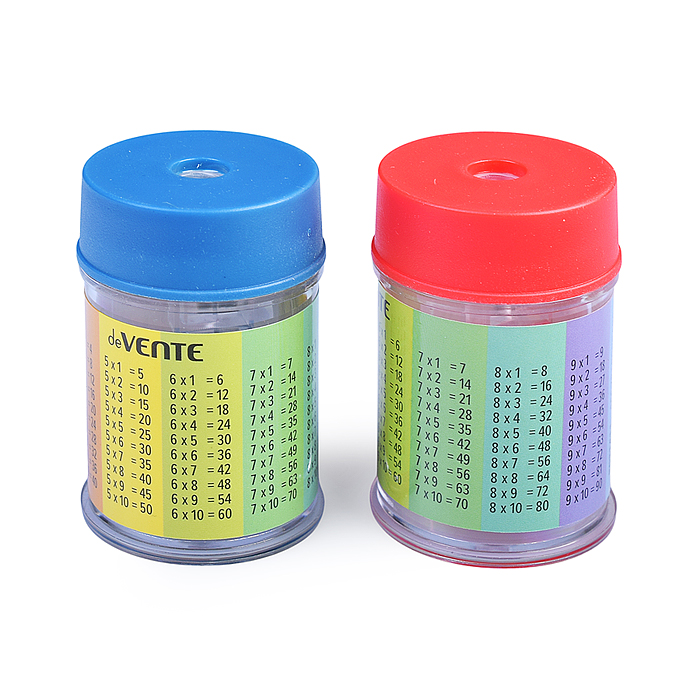 Точилка для карандашей "School. Таблица умножения" 1 отверстие, с контейнером, пластмассова