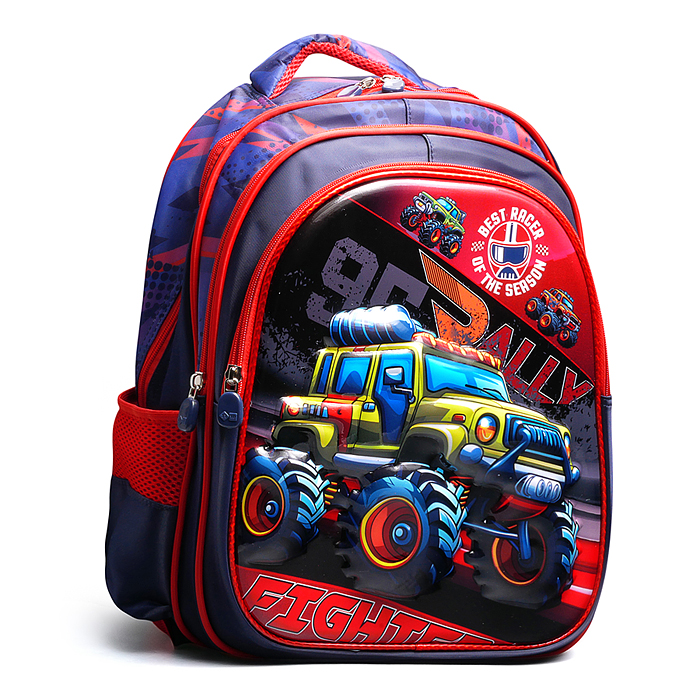 Рюкзак школьный "Авто" 41x30x15 см, 3 отделения, 2 кармана, уплотненная спинка, ОПП-упаковка