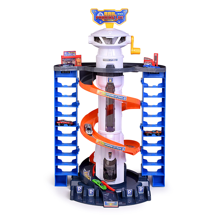 Парковка 69951B "Мега-паркинг" 6 металлических машин в наборе, (свет, звук) в коробке