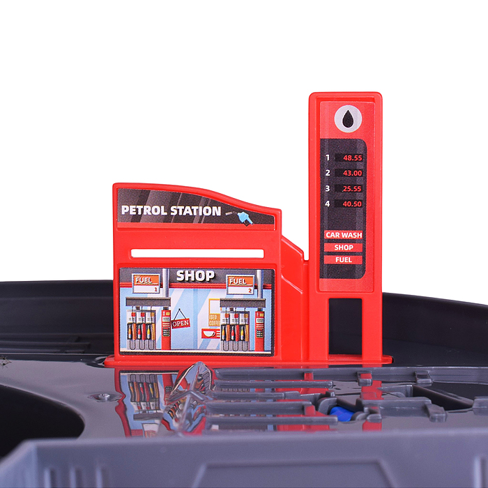 Парковка 69951B "Мега-паркинг" 6 металлических машин в наборе, (свет, звук) в коробке