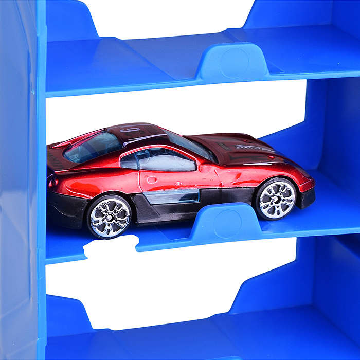 Парковка 69951B "Мега-паркинг" 6 металлических машин в наборе, (свет, звук) в коробке