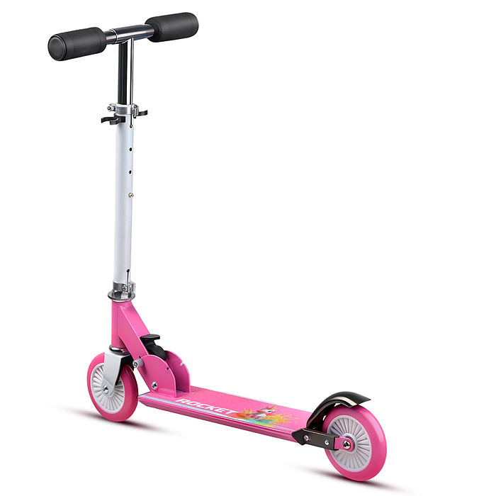 Самокат 2-х колесный R0221 ROCKET,колеса PU/ 125 мм, ABEC 7, розовый (в пакете)