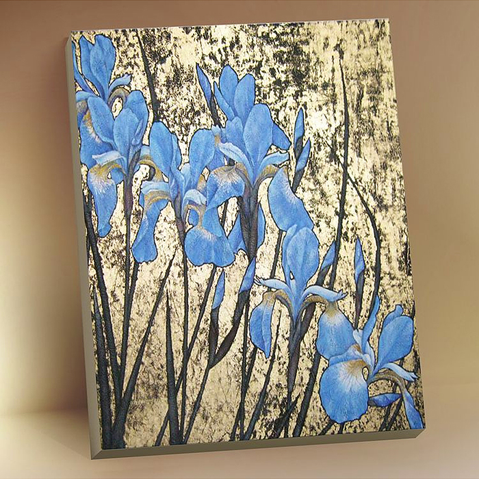 Картина по номерам 40х50 "Эффектные ирисы" с поталью золото 12 цветов