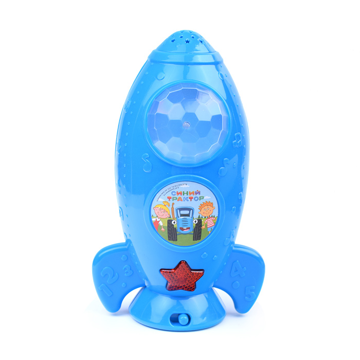 Ракета с проектором "Синий трактор" (50 песен, стихов, звуков. свет., бат.) в коробке