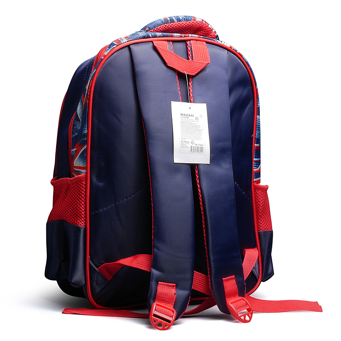 Рюкзак школьный "Авто" 41x30x15 см, 3 отделения, 2 кармана, уплотненная спинка, ОПП-упаковка