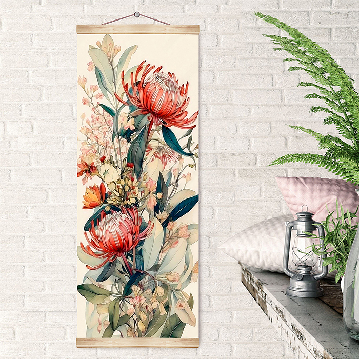 Картина по номерам 35х88 "Нежные цветы" панно 26 цветов 1/24