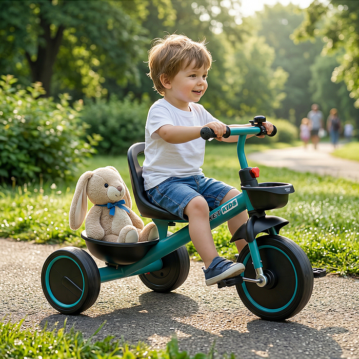 Велосипед трехколесный Rocket 2026, колеса EVA 10"/8", цвет зеленый