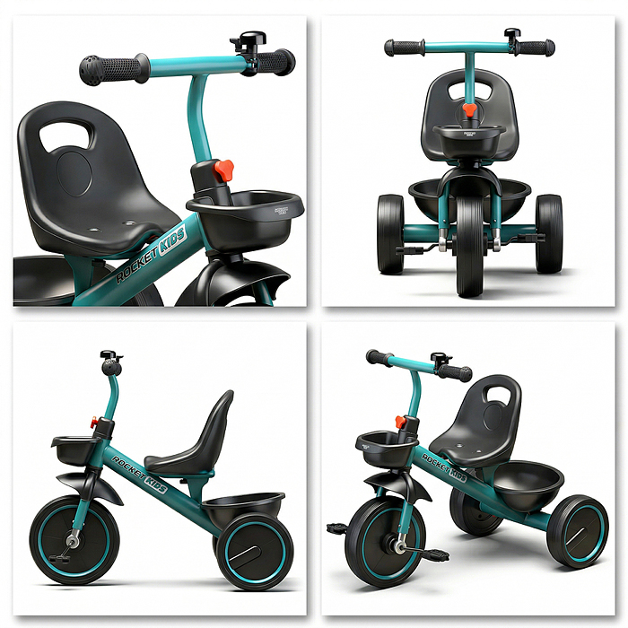 Велосипед трехколесный Rocket 2026, колеса EVA 10"/8", цвет зеленый
