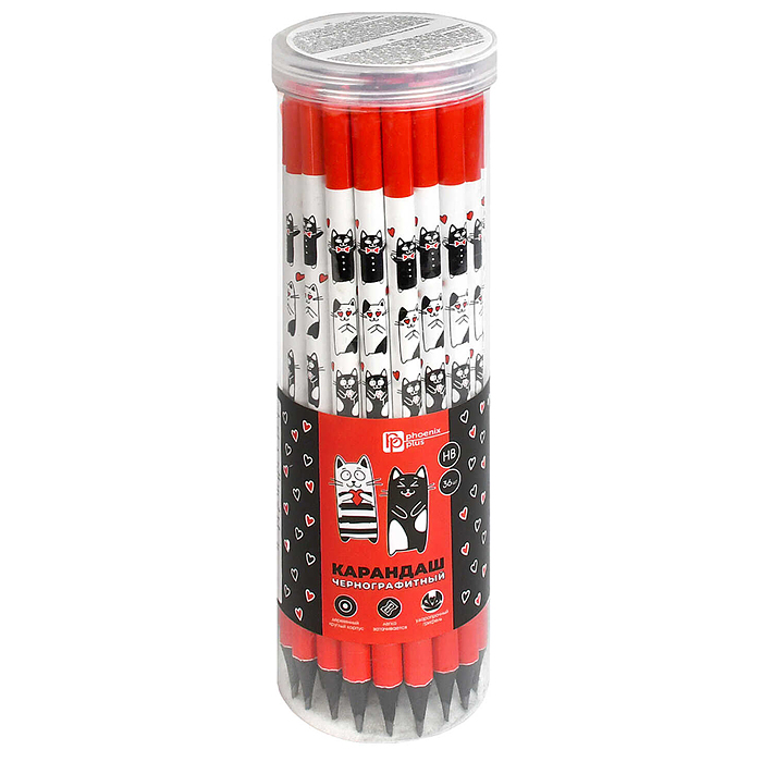 Карандаш чернографитный "Черно-белые коты" НВ