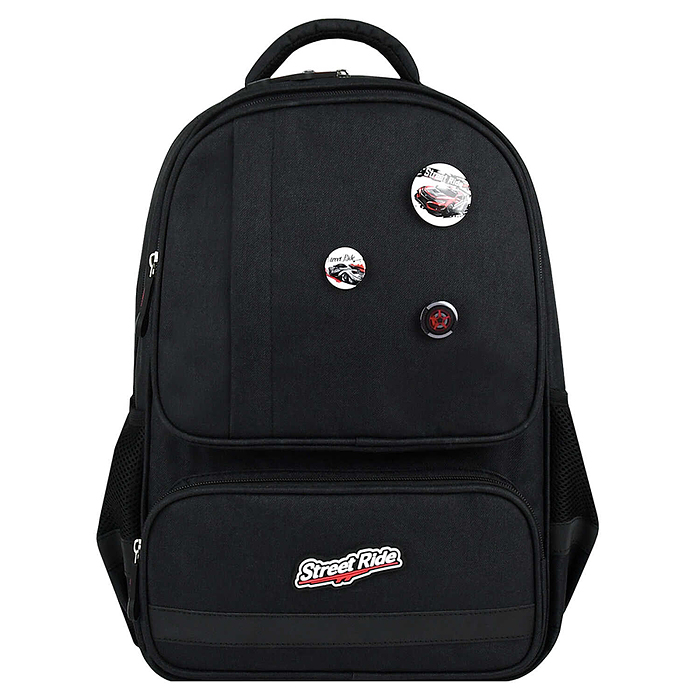Рюкзак школьный "Городские гонки" 30х40х14 см, полиэстер, значки