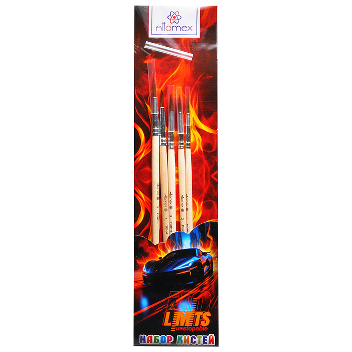 Набор кистей "No Limits" 05 шт (пони № 1, 2, 3, 4, 5) деревянная ручка, в пластиковом блистере