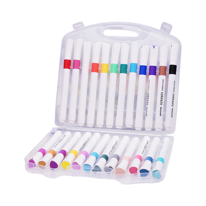 Набор маркеров акриловых Lorenzo, 24 цвета, пулевидный наконечник 2.0 мм, пластиковый корпус , пласт