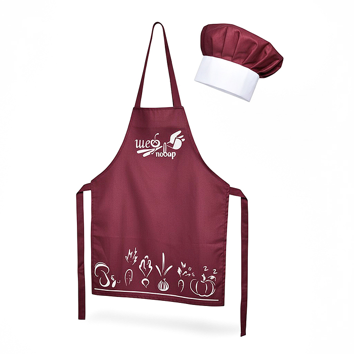 Набор "Шеф-повар" (фартук, колпак) бордовый