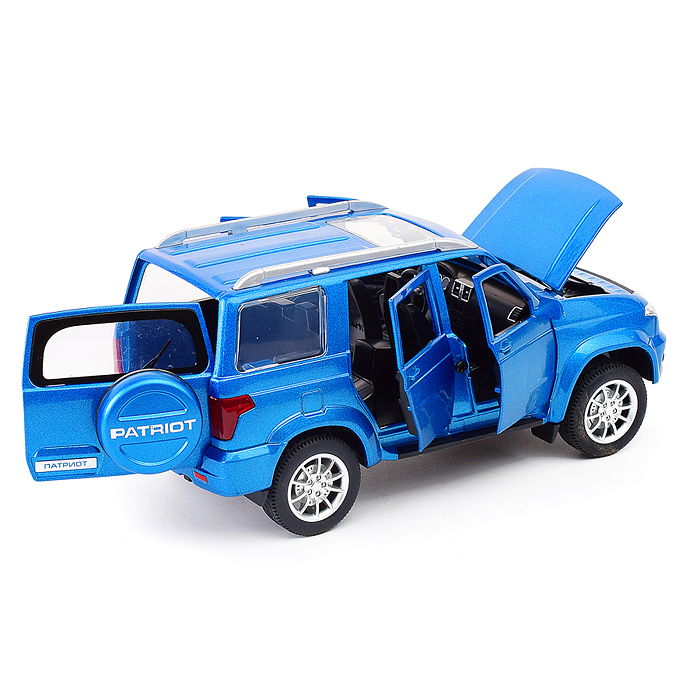 Машина металл UAZ Патриот 17,8 см, (двери, свет-звук, инерция, син,) в коробке