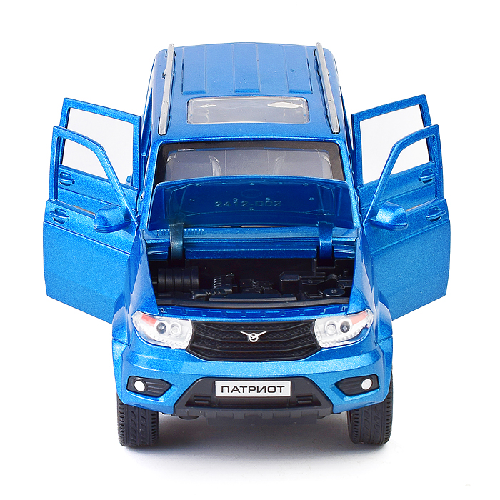 Машина металл UAZ Патриот 17,8 см, (двери, свет-звук, инерция, син,) в коробке