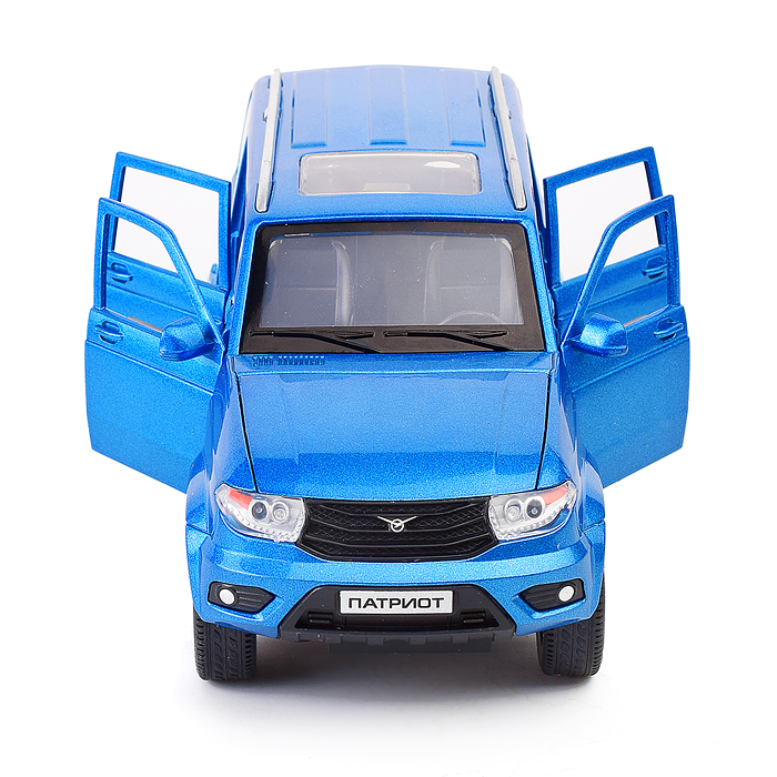 Машина металл UAZ Патриот 17,8 см, (двери, свет-звук, инерция, син,) в коробке