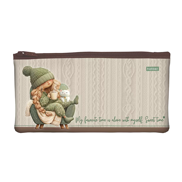 Пенал 205х110мм на молнии мягкий "Сладкое время"