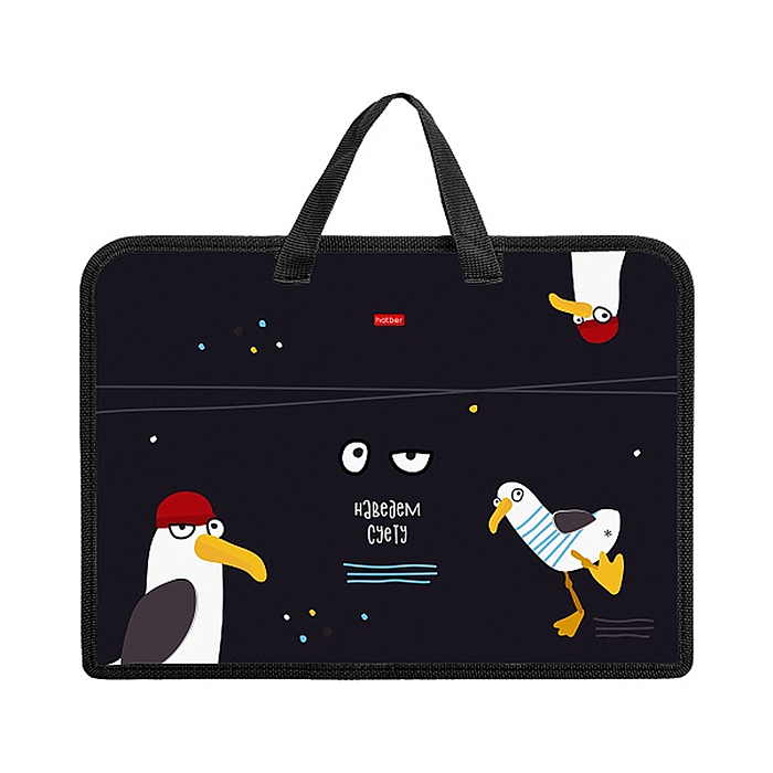 Папка для тетрадей пластиковая А4ф 1 отделение с ручками 245х340х35мм на молнии "Приключения чайки"