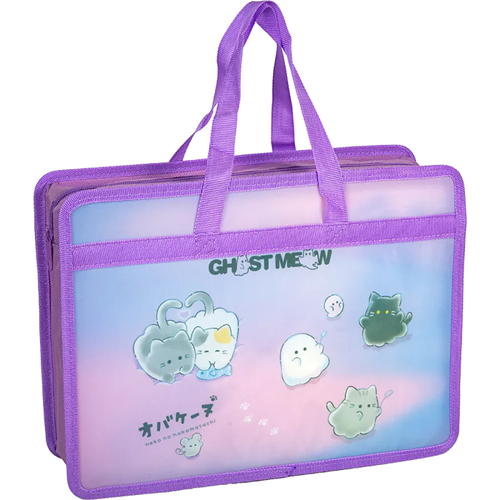 Папка для тетрадей, ИЗО и технологии "Ghost Meow" A4 (340x250x100 мм) с текстильным расшире