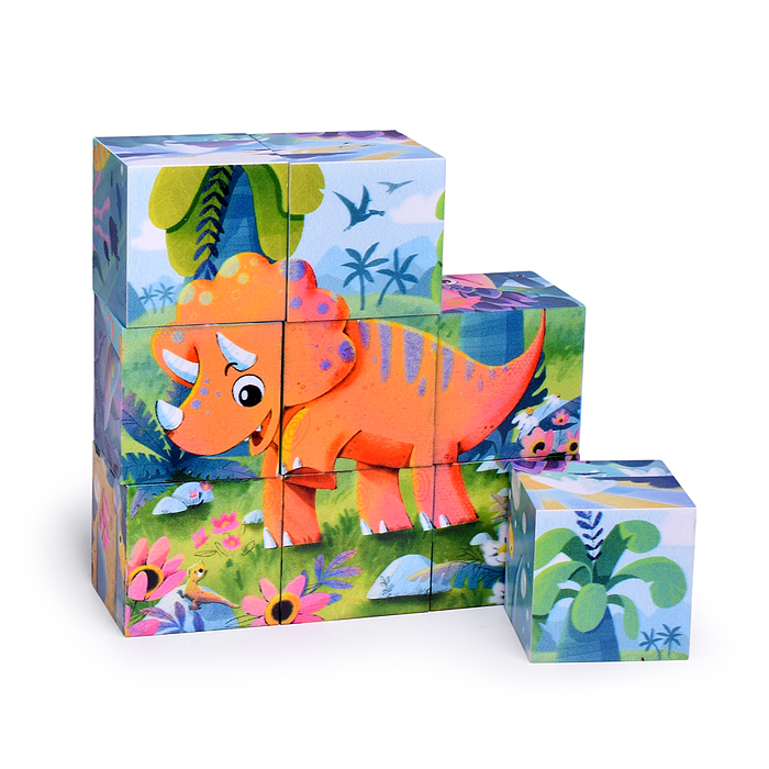 Кубики 9 шт. "Динозавры" (StepKids)