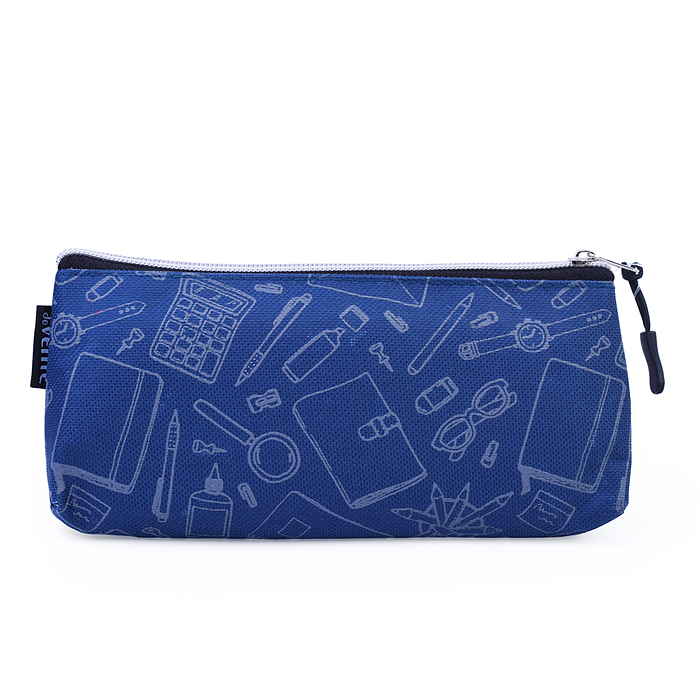 Пенал "School" 21x8x3,5 см, треугольный для 45 предметов, на молнии, текстильный, в пластик