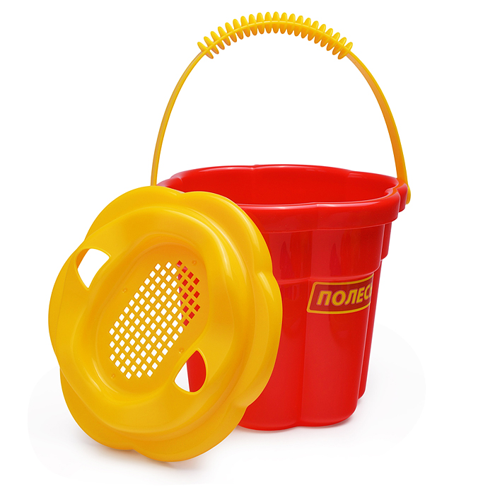 Набор №307: ведро-цветок среднее №3, ситечко-цветок среднее №3, лопатка №5, грабельки №5, формочки (