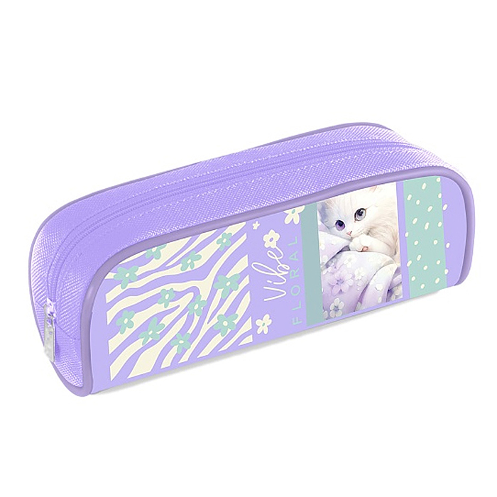 Пенал 210х80х40мм на молнии мягкий "Цветочный стиль"