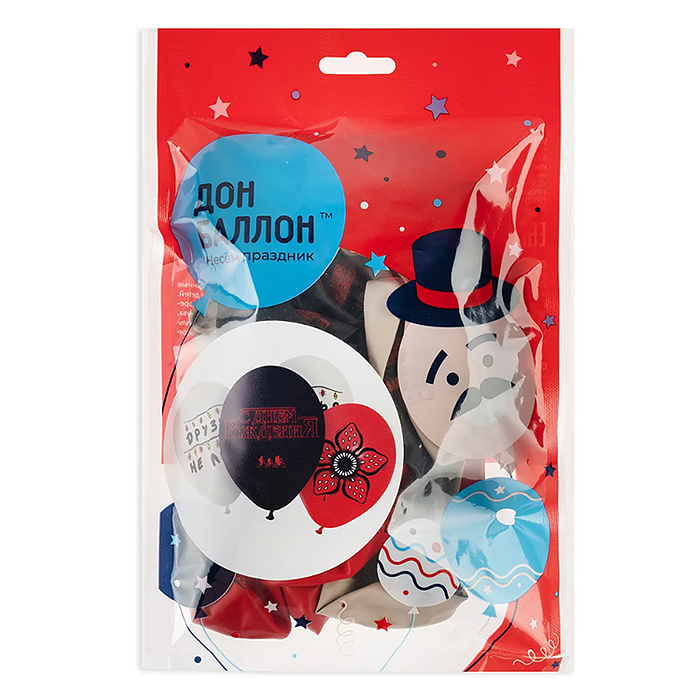 Шар (12''/30 см) С Днем Рождения (странный мир), Ассорти, пастель, 2 ст, 25 шт.