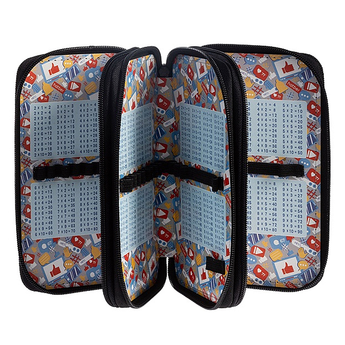 Пенал 190х110мм 3 отделения на молнии глянц. ламин. "Воин света" с таблицей умножения