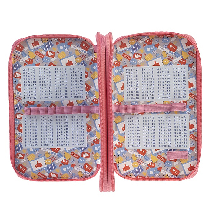 Пенал 190х110мм 2 отделения на молнии мат.ламин. 3D лак "Сочные истории" с таблицей умножения