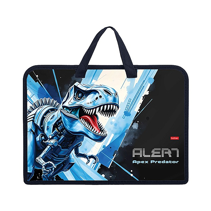 Папка для тетрадей пластиковая А4ф 1 отделение с ручками 245х340х70мм "Космический динозавр"