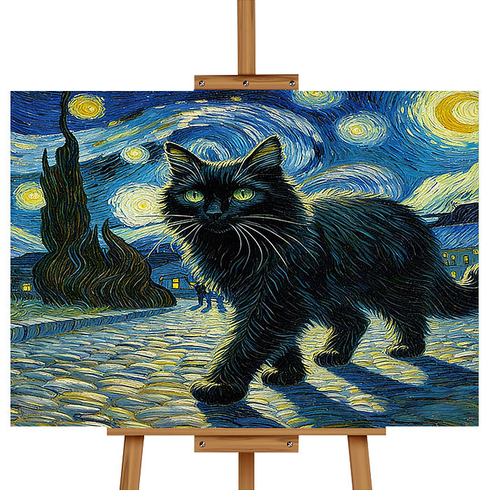 Набор для рисования MKR3020-108 "Картина по номерам 20*30 см. "Ночьной кот"