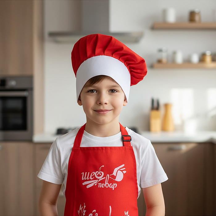 Набор "Шеф-повар" (фартук, колпак) красный