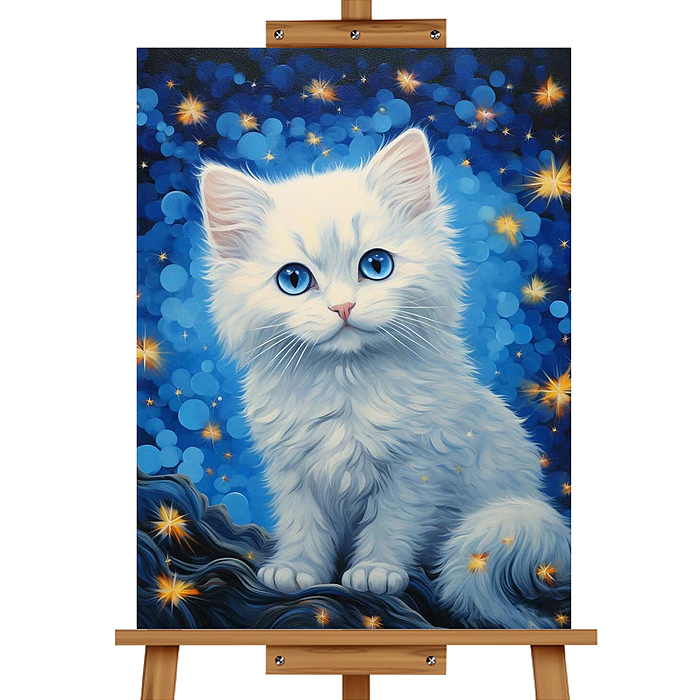 Набор для рисования MKR3020-86 "Картина по номерам 30х20 см. Белая кошечка" 