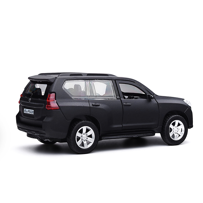 Машина металл Toyota Prado матовая 12 см, двери, багаж, инерц, черный