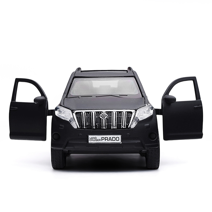 Машина металл Toyota Prado матовая 12 см, двери, багаж, инерц, черный