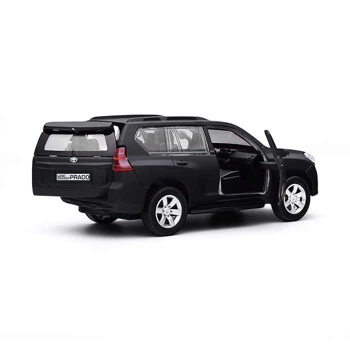 Машина металл Toyota Prado матовая 12 см, двери, багаж, инерц, черный