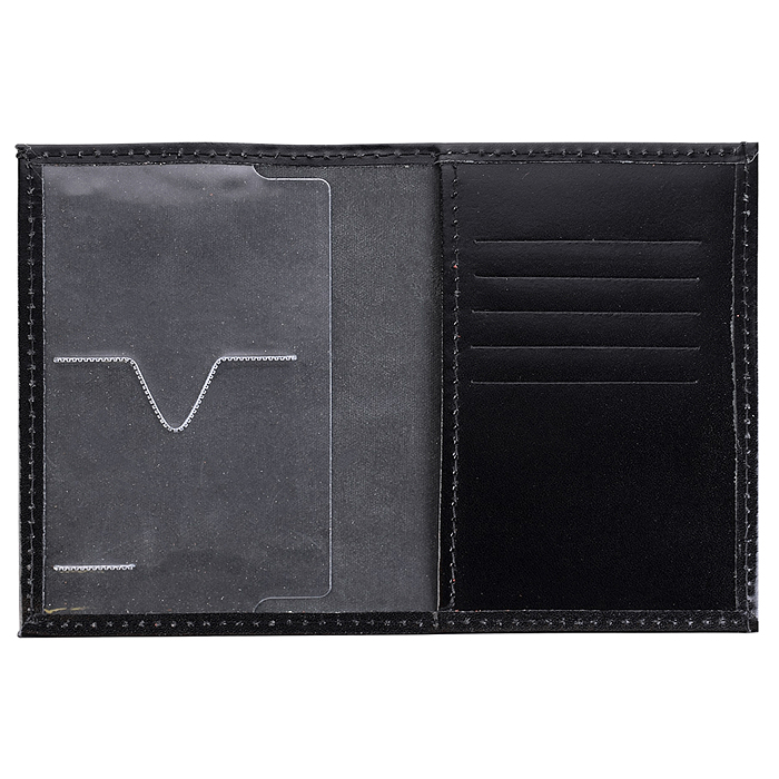 Обложка для паспорта "Attomex" 97x140 мм натуральная кожа шик гладкая, черная