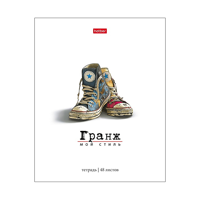 Тетрадь 48л. клетка "Гранж" А5ф 60-65г/кв.м на скобе обл. мел.бумага 5 диз.в блоке скругл.углы