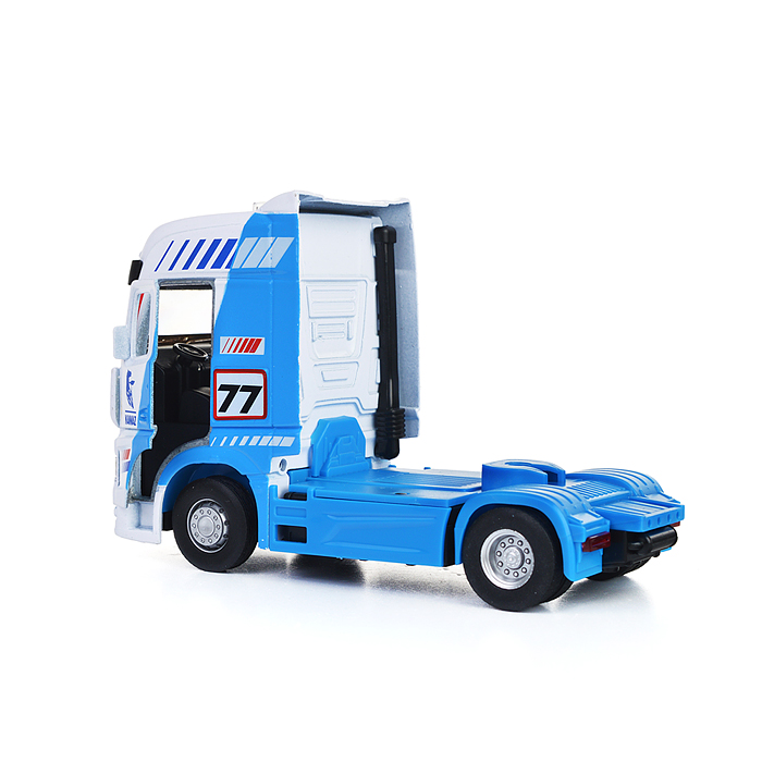Машина металл Kamaz Тягач Спорт 14 см, (двери, синий) инерц, в коробке