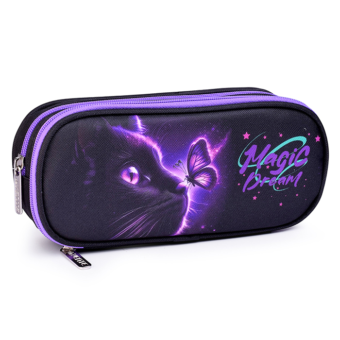 Пенал "Magic Dream" 22x9,5x7 см овальный, плотный износостойкий полиэстер с водоотталкивающей черный