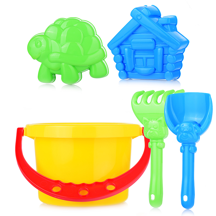 Набор №15 (ведро 1 л + лопатка 13 см + грабли 13 см + 2 формочки)