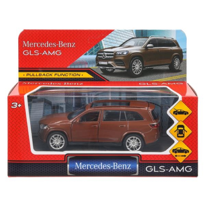 Машина металл Mercedes-Benz gls class amg 12см, двери, багажник, инерц, бронзовый