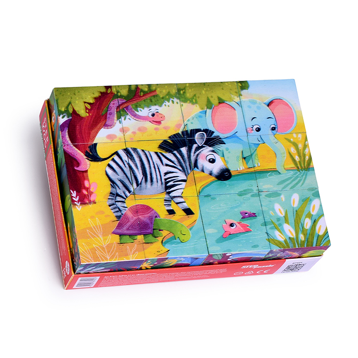 Кубики 12 шт. "Дикие джунгли" (StepKids)