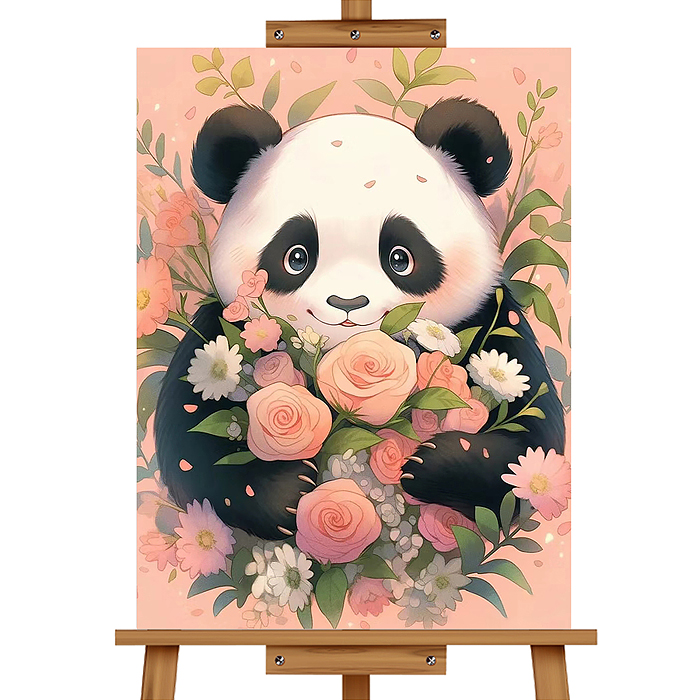 Набор для рисования MKR4030-107 "Картина по номерам 30*40 см. Панда с цветами"