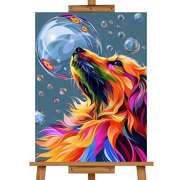 Набор для рисования MKR4030-115 "Картина по номерам 30*40 см. Собачка и мыльные пузыри"