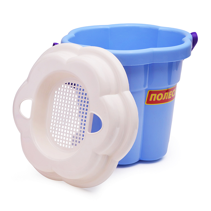 Набор №651 сафари: ведро-цветок большое, ситечко-цветок большое, лопатка №5, грабельки №5, формочки 