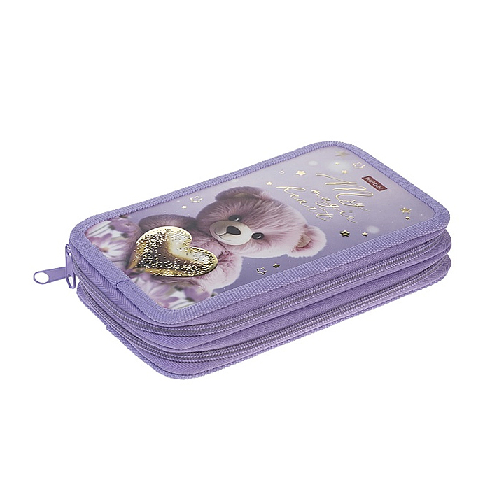 Пенал 190х110мм 2 отделения на молнии мат.ламин. 3D фольга "Лилу" с таблицей умножения