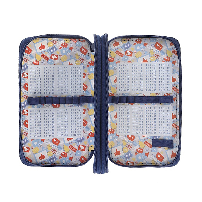 Пенал 190х110мм 2 отделения на молнии глянц.ламин.тиснение "Неоновый пит-стоп" с таблицей умножения