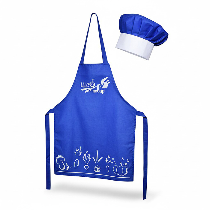 Набор "Шеф-повар" (фартук, колпак) синий